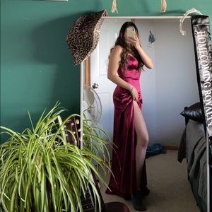 City Studio Red/ Burgundy Red Silk Prom Dress